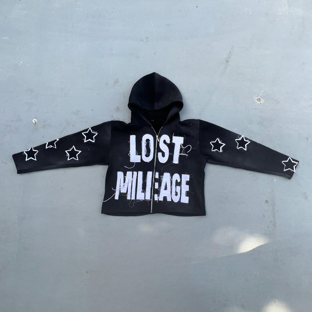 Lucky Casual Streetwear Patch Zip-Up Hoodie