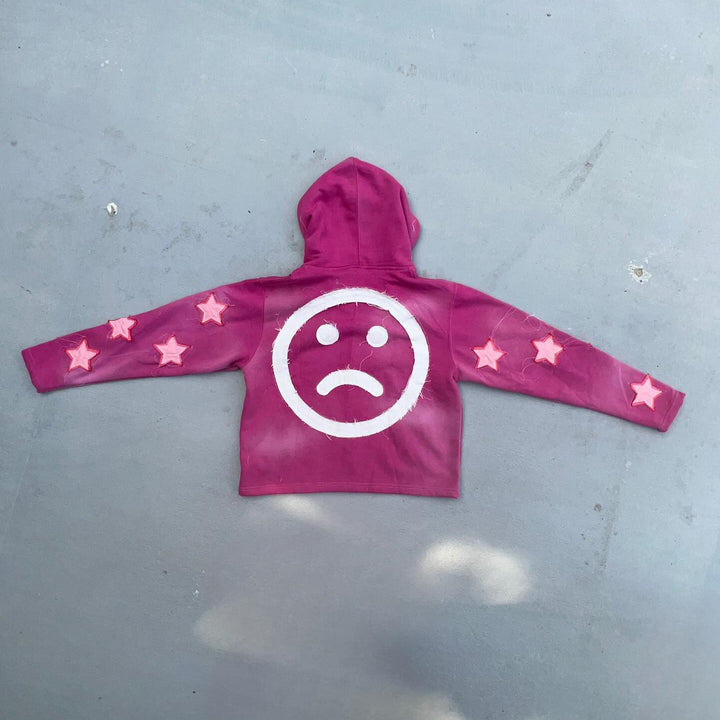 Lucky Casual Streetwear Patch Zip-Up Hoodie