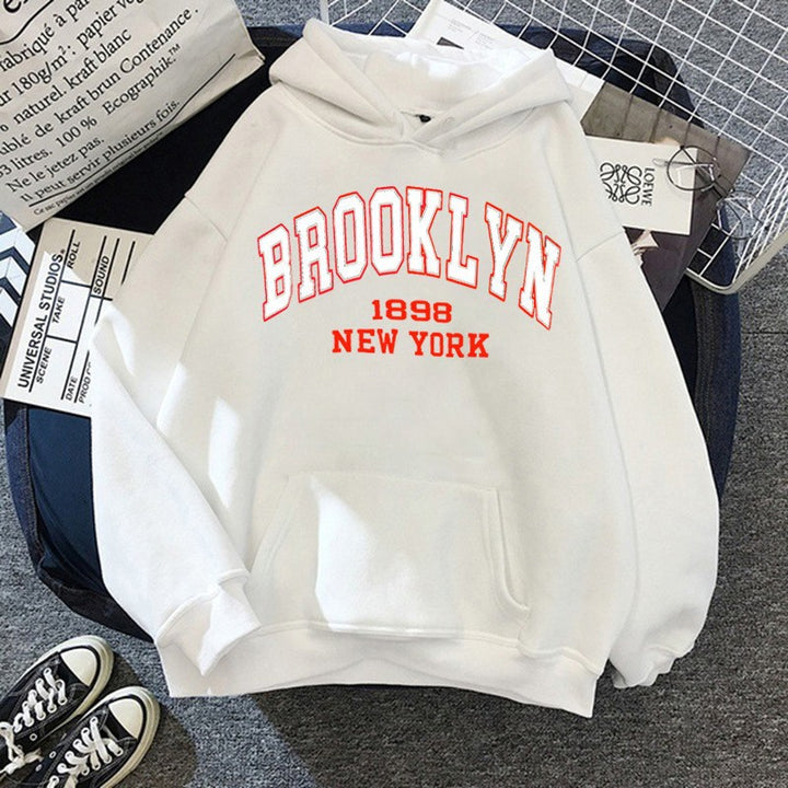 Brooklyn letter print sport fleece hoodie