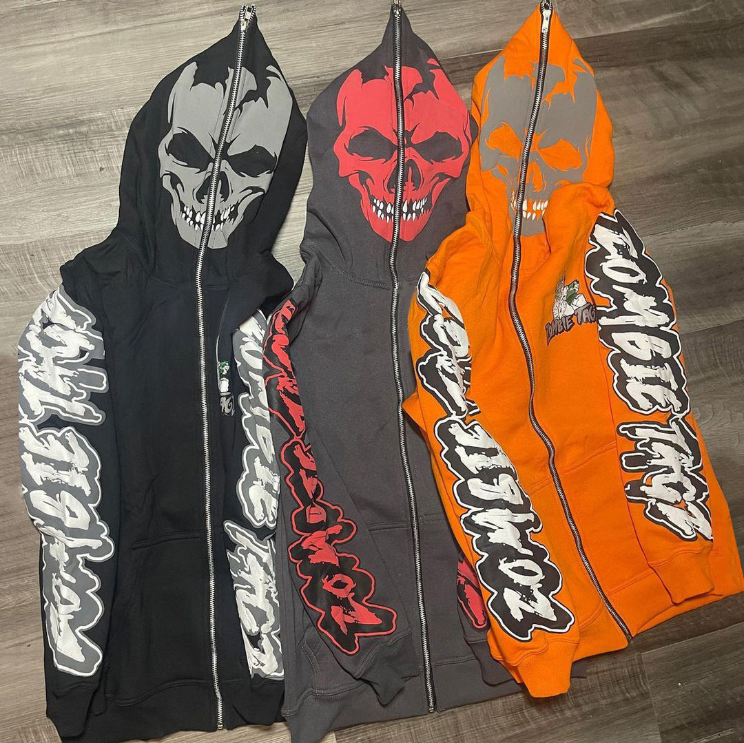 Zombie Tagz Print Long Sleeve Full Zipper Hoodies