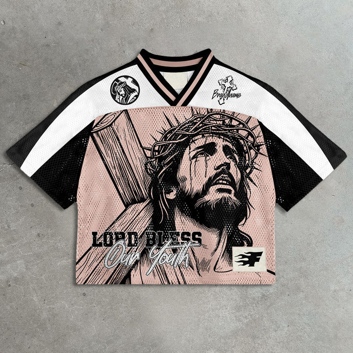 Jesus Redeems Casual Paneled Mesh Jersey