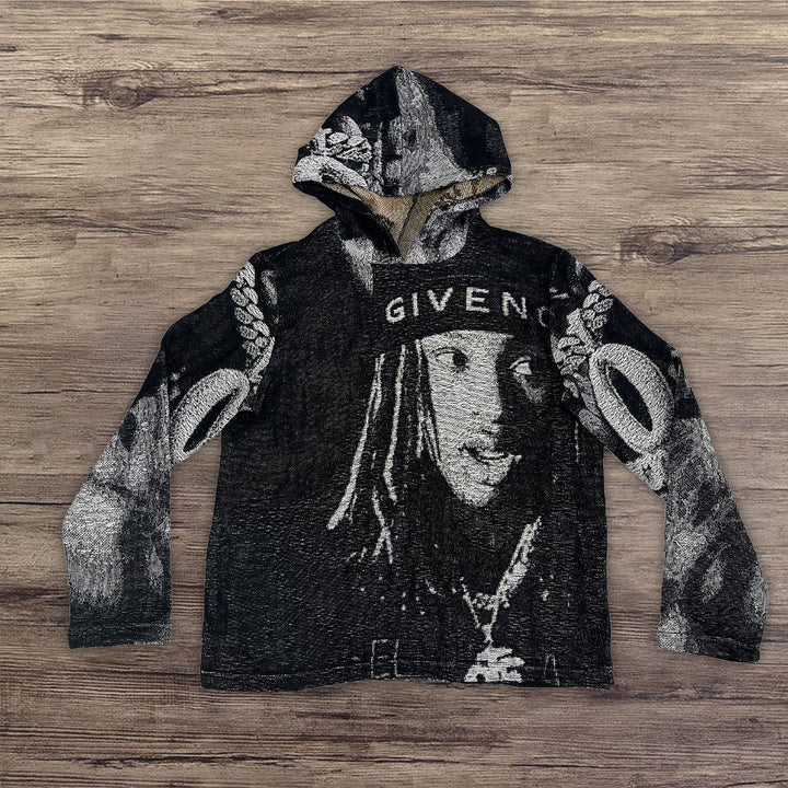 Casual Street Rap Blanket Print Hoodie