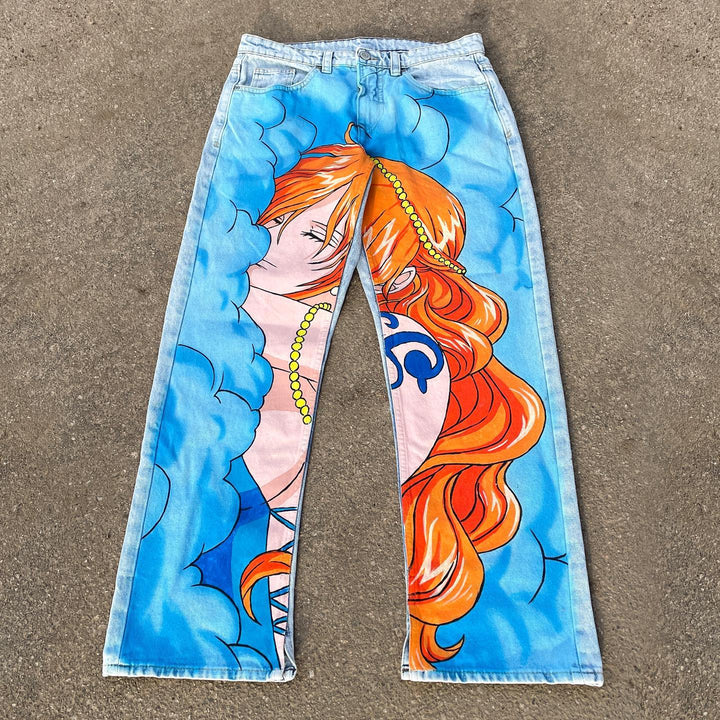 Personalized Comic Print Casual Jeans