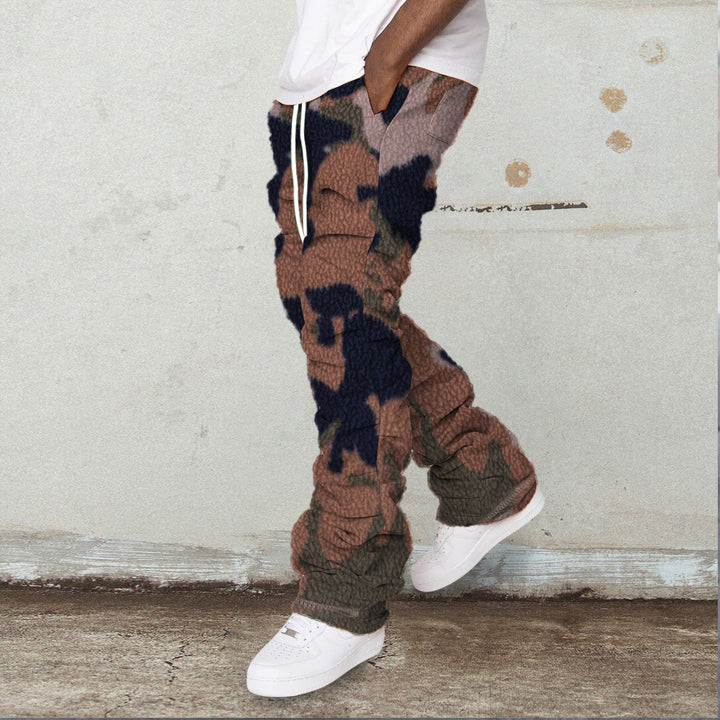 Camouflage retro polar fleece printed trousers