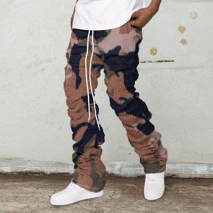 Camouflage retro polar fleece printed trousers