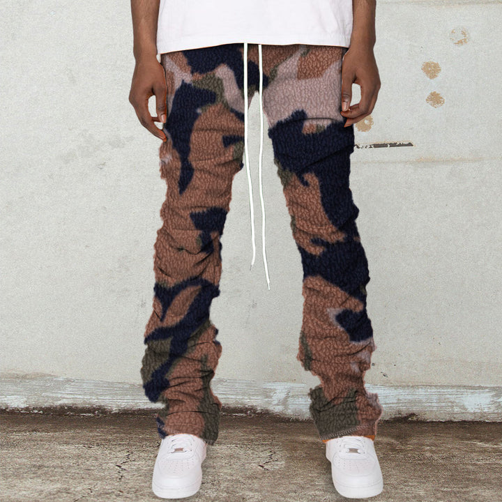 Camouflage retro polar fleece printed trousers