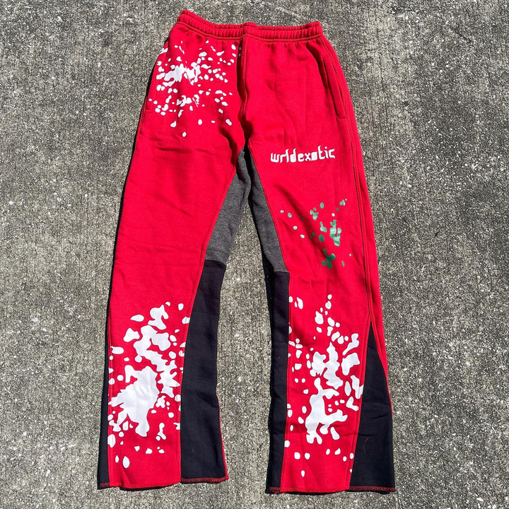 Personalized contrasting ink-splashed trousers