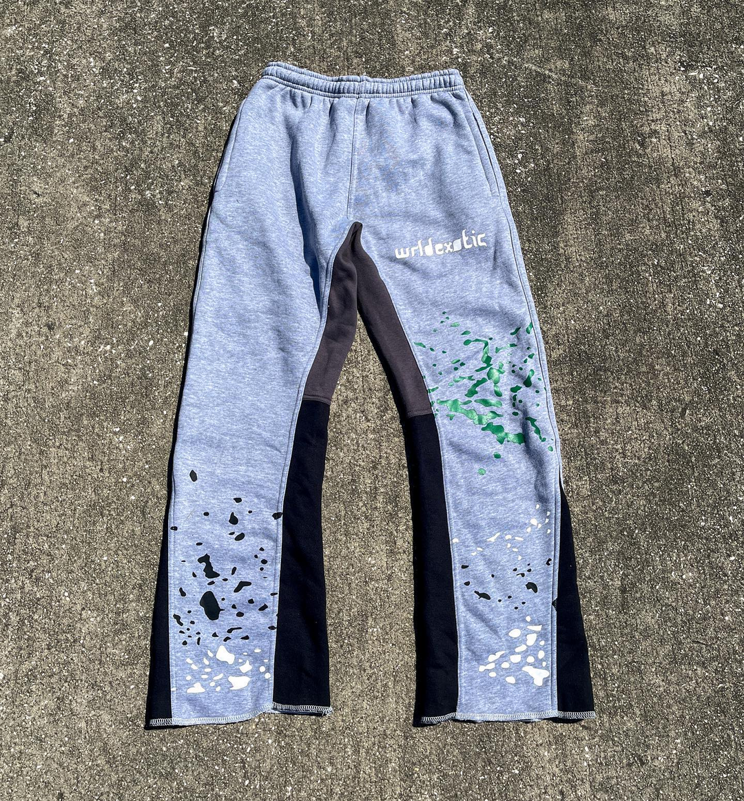 Personalized contrasting ink-splashed trousers