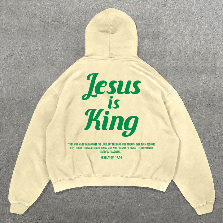 Jesus Is King Print Long Sleeve Hoodies