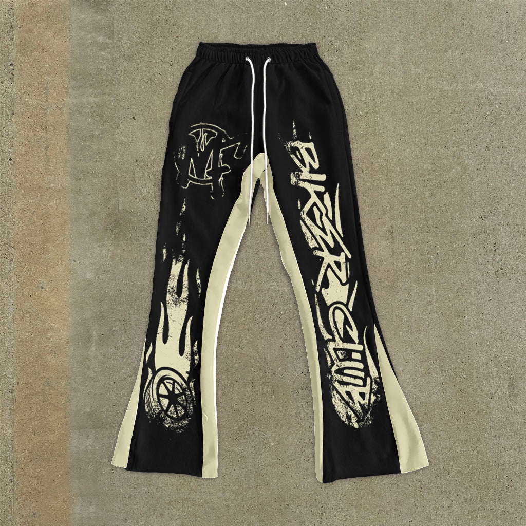 Fashionable and personalized street style color-block printed trousers