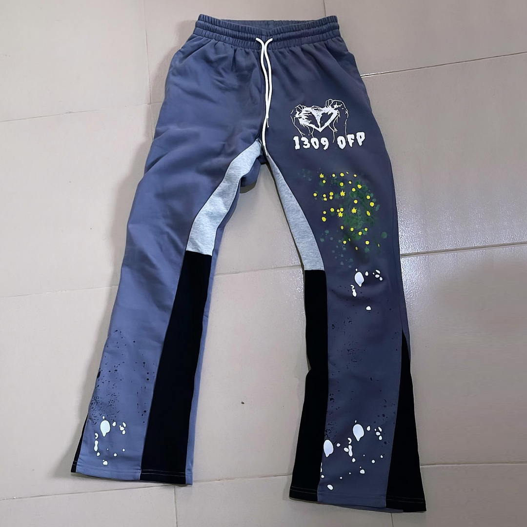 Personalized street style ink splash heart casual pants