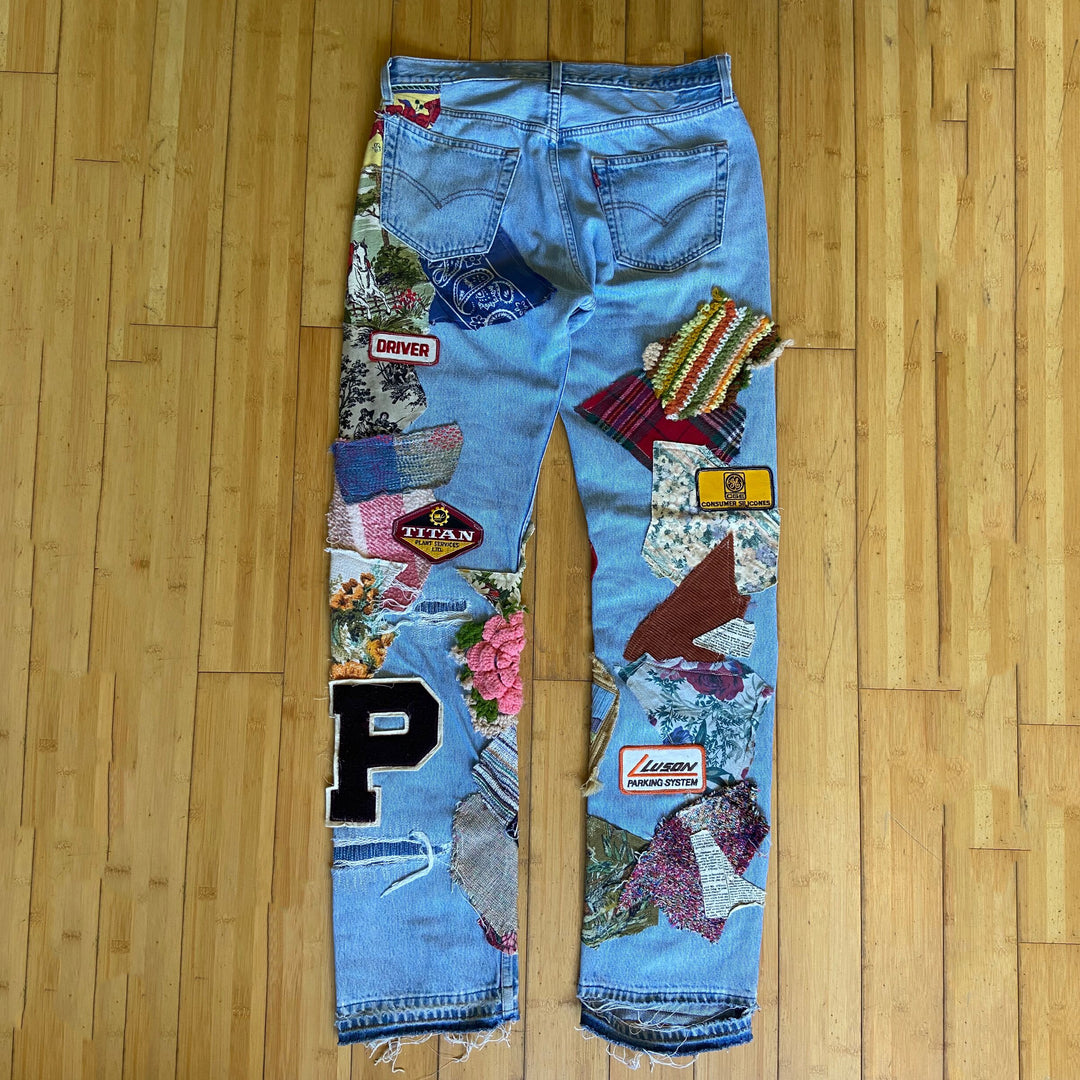 Casual street patch patch denim trousers