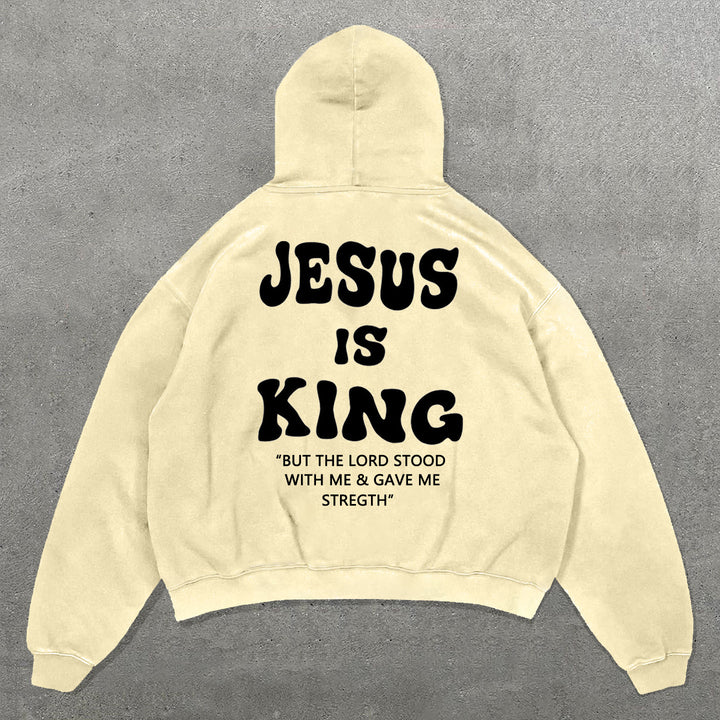 Jesus Is King Print Long Sleeve Hoodies