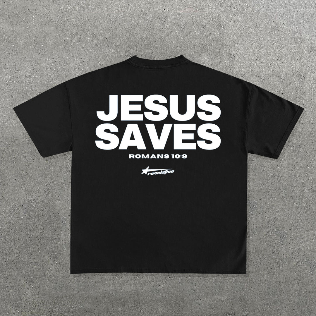 Jesus Saves Print Short Sleeve T-Shirt