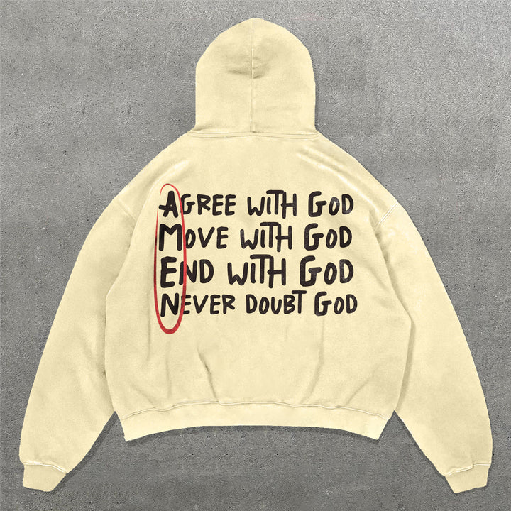 Amen God Print Long Sleeve Hoodies