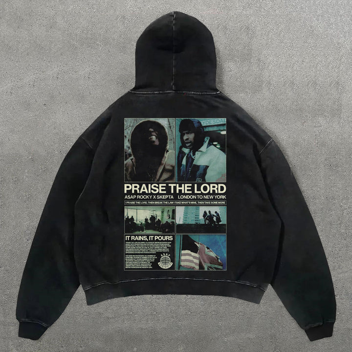 Praise The Lord Print Long Sleeve Hoodies