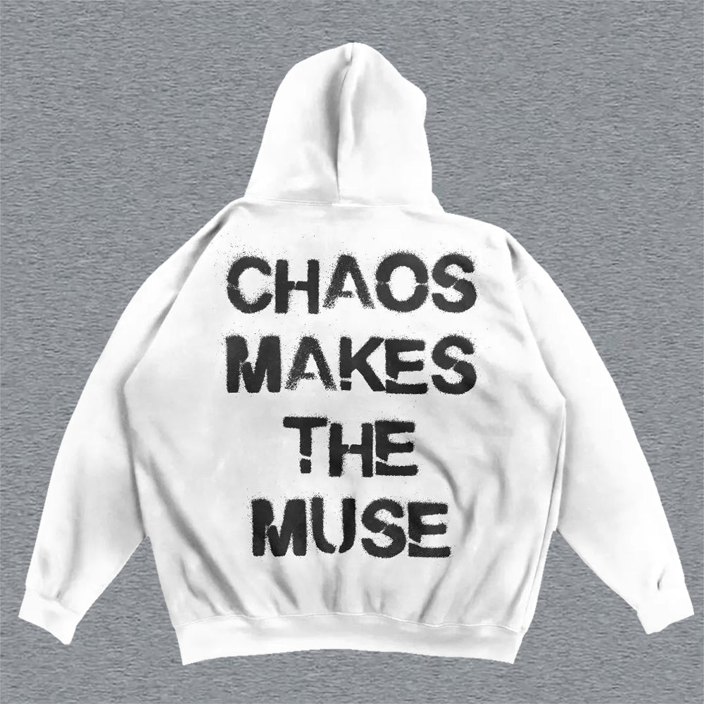 Chaos Makes The Muse Print Long Sleeve Hoodie