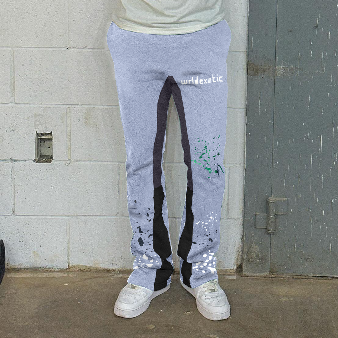 Personalized contrasting ink-splashed trousers