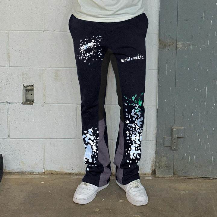 Personalized contrasting ink-splashed trousers