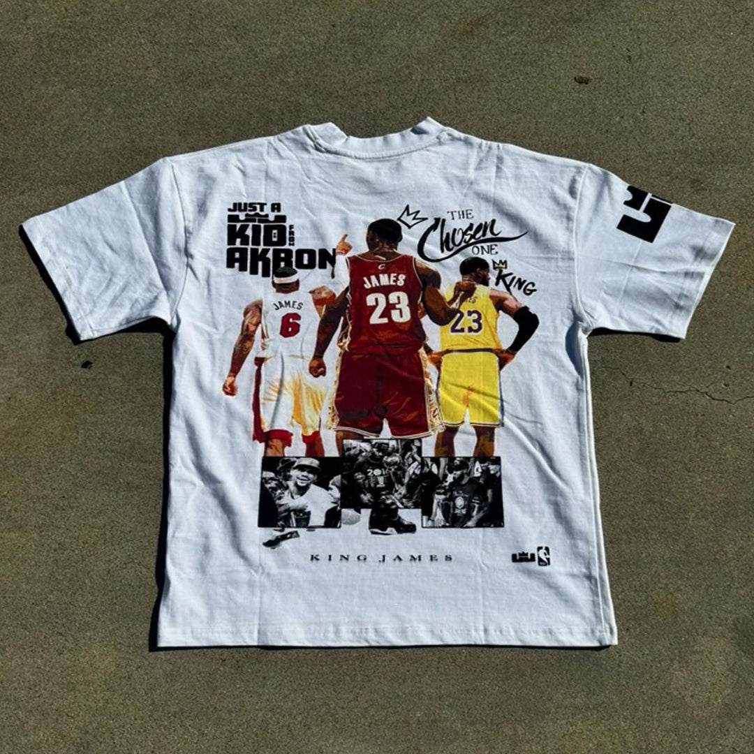 Street Style Basketball Showdown Print Short Sleeve T-shirt