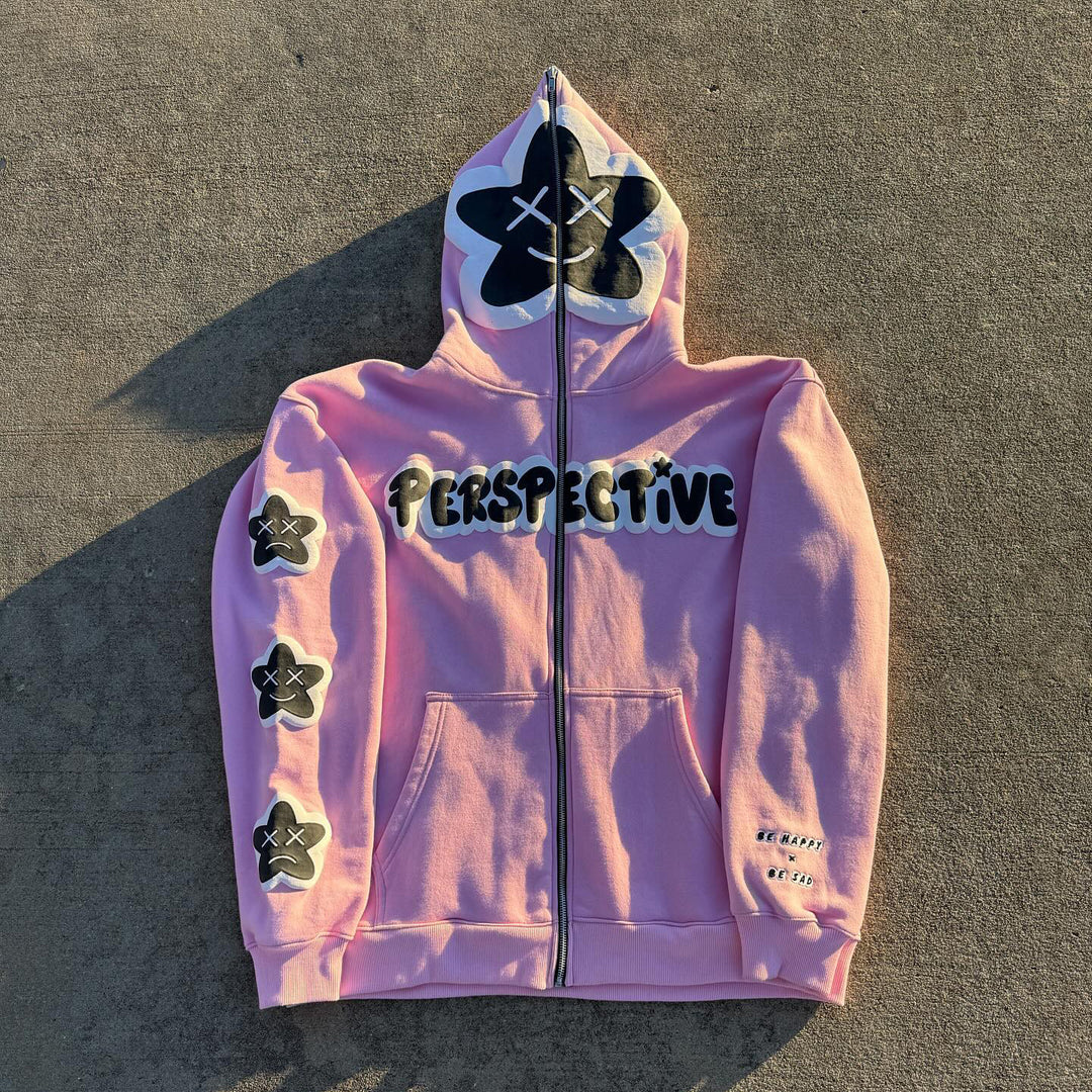 Fashionable personality full zip hoodie