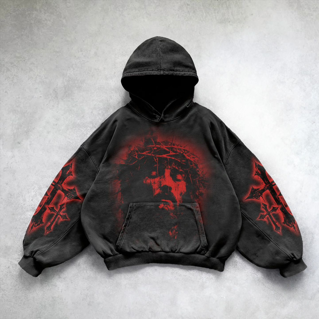 Vintage Jesus Print Hoodie