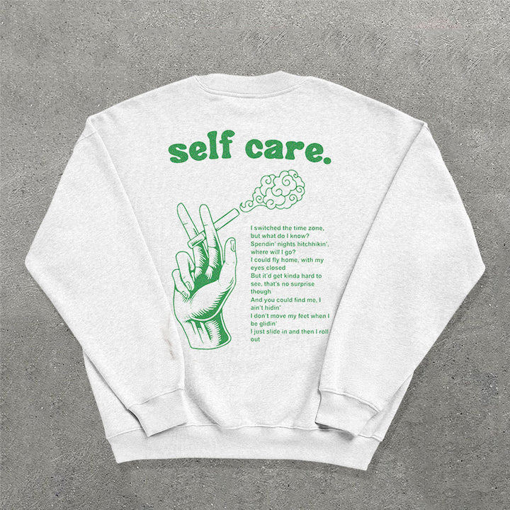 Self Care Printed Crew Neck Sweatshirt