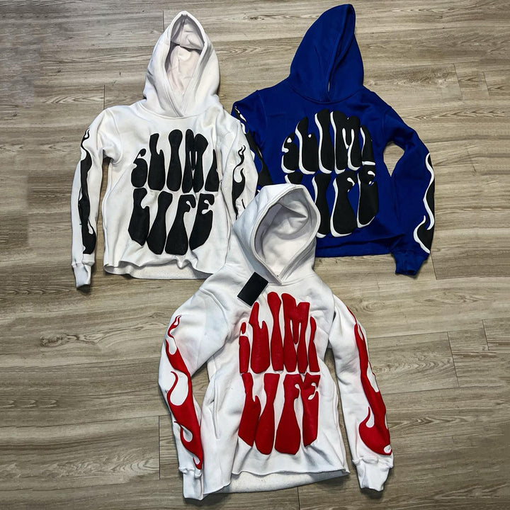 Slime Life Letter Print Long Sleeve Hoodies