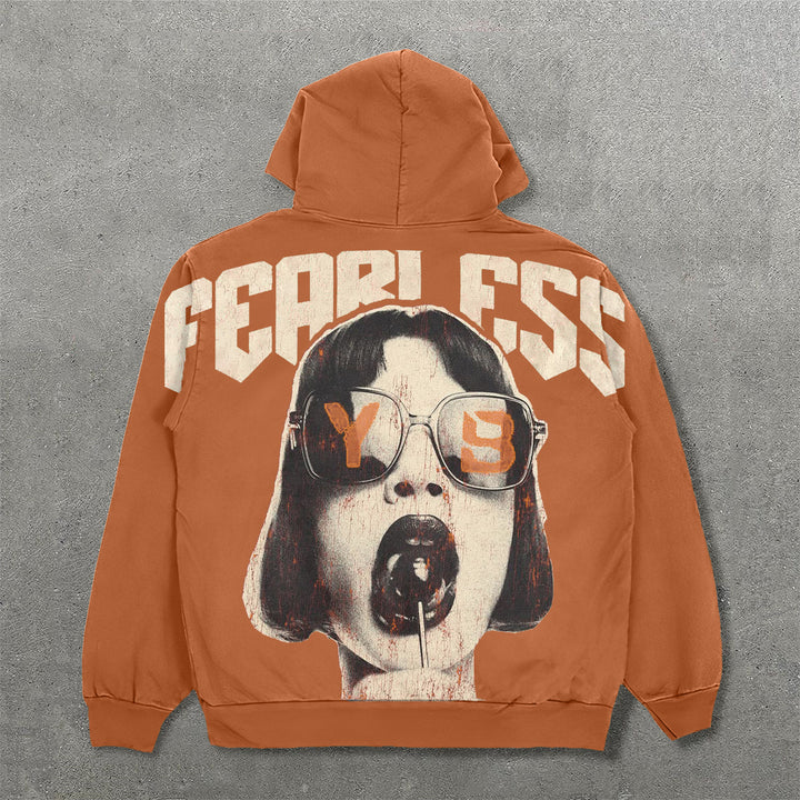 Fearless Girl Print Long Sleeve Hoodies