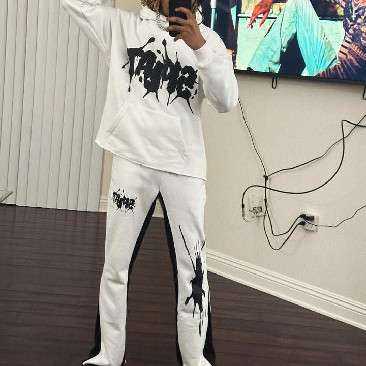 Splat Print Hoodie Sweatpants Two Piece Set