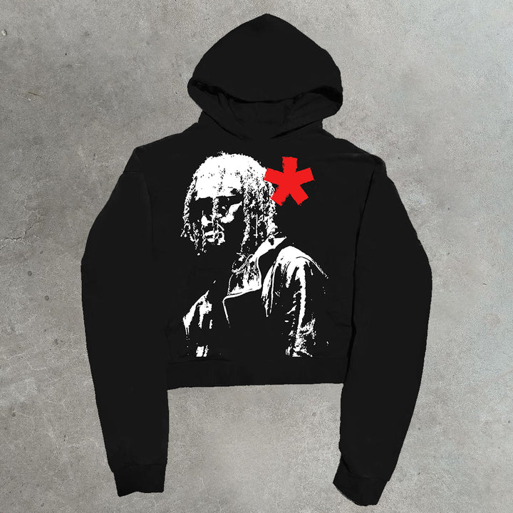 casual street rap print hoodie