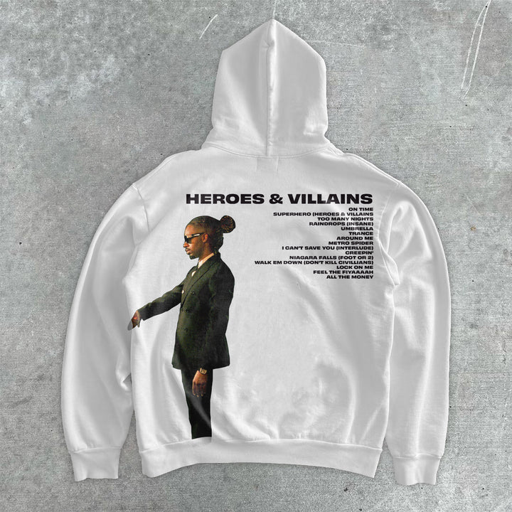 Heroes and Villains casual street print hoodie