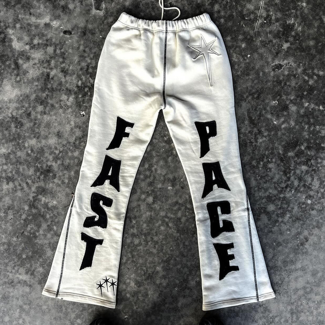 Fast Pace Print Zipper Hoodie Two Piece Set