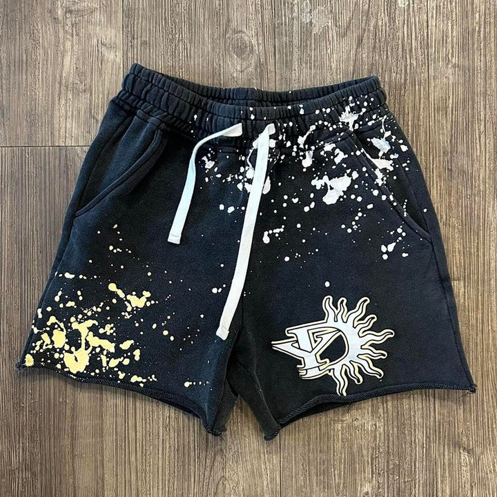 Casual personality ink-splashed shorts