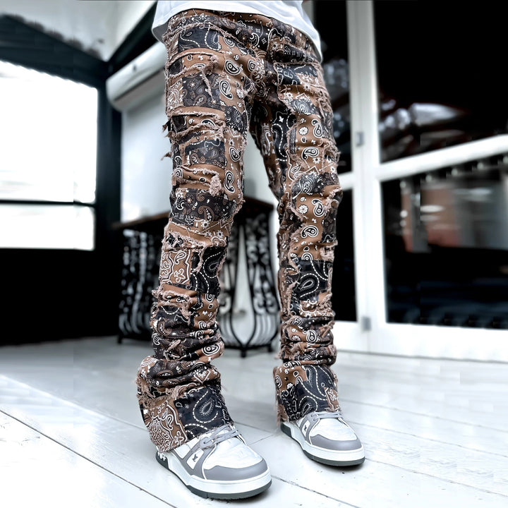 Cashew Pattern Casual Street Jeans