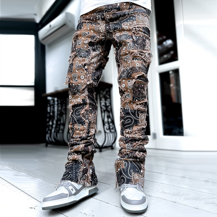 Cashew Pattern Casual Street Jeans