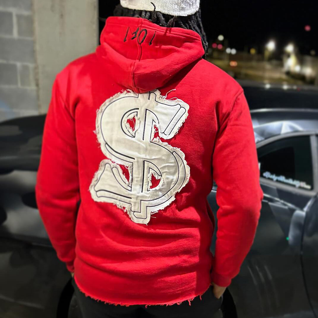 Money Patch Print Casual Street Hoodie