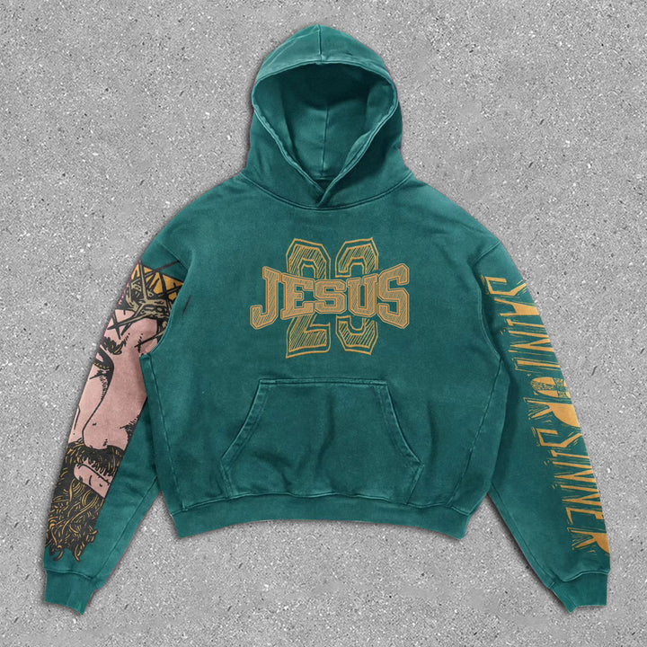 Vintage Jesus Loose Long Sleeve Hoodie