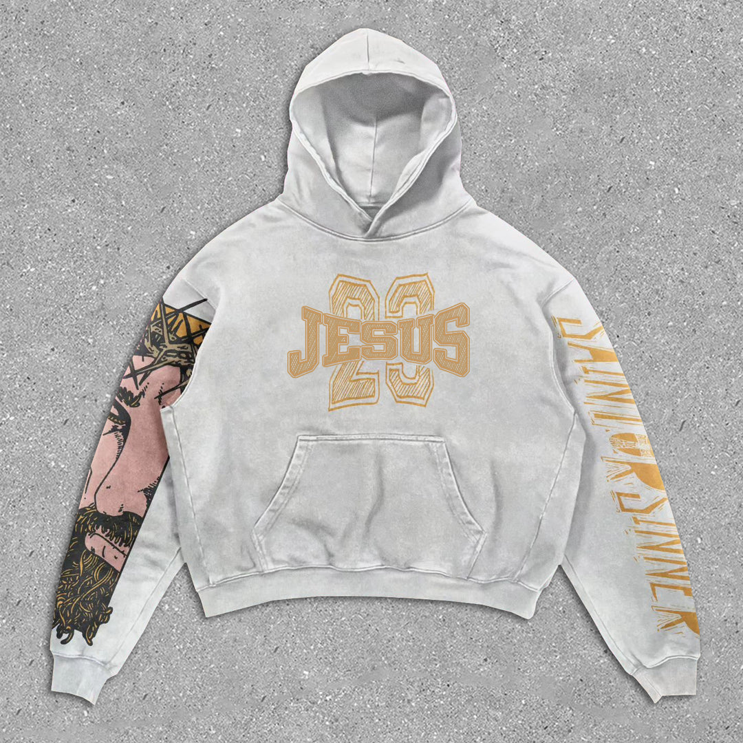 Vintage Jesus Loose Long Sleeve Hoodie