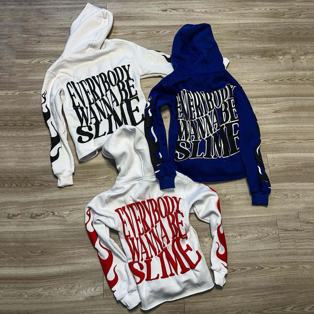 Slime Life Letter Print Long Sleeve Hoodies