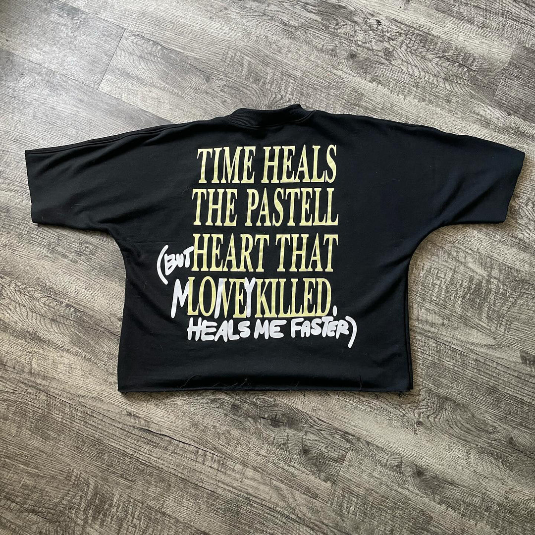 Time Heals Everything Print Drop Shoulder Sleeve T-Shirt