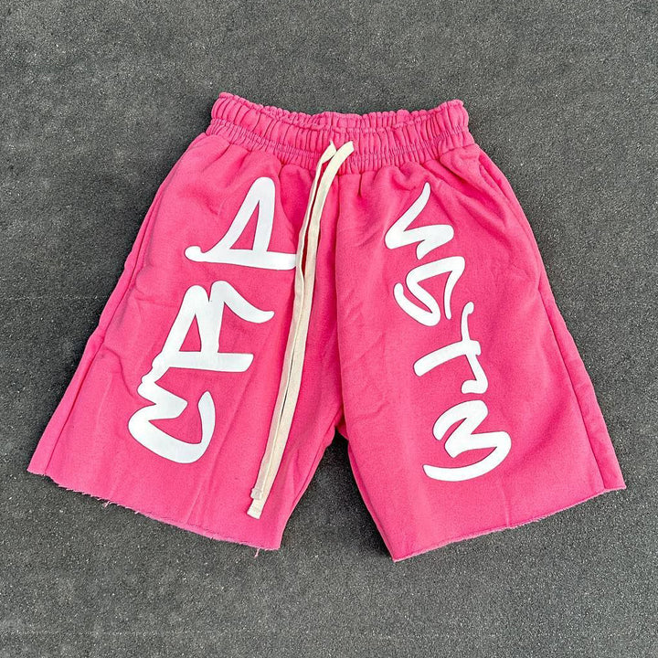 Fashion Letters Print Drawstring Pocket Shorts