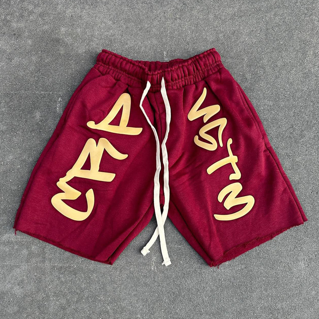 Fashion Letters Print Drawstring Pocket Shorts