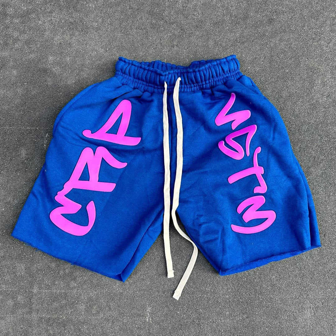 Fashion Letters Print Drawstring Pocket Shorts