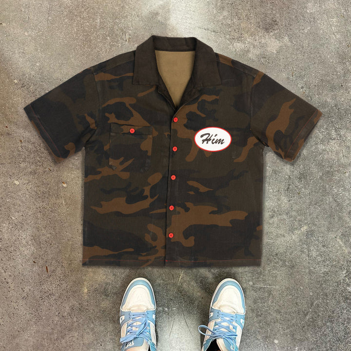 Fashion camouflage retro print shirt