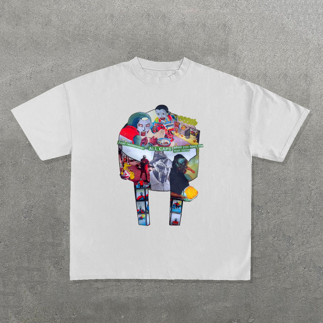 Album Mask Print Short Sleeve T-Shirt