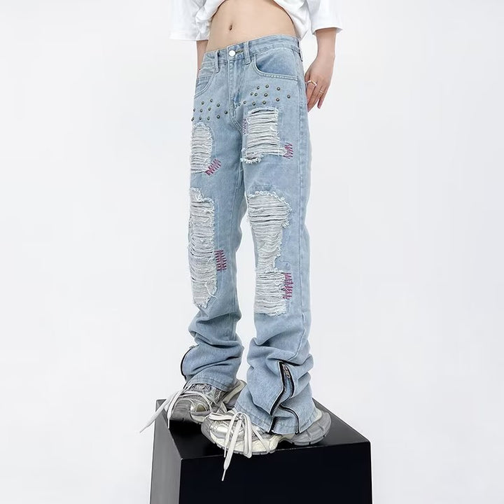 Ripped Liuding personalized street hip-hop jeans