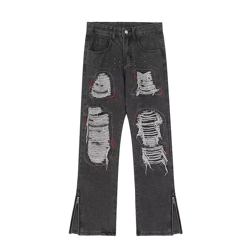 Ripped Liuding personalized street hip-hop jeans