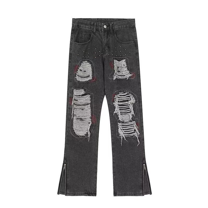 Ripped Liuding personalized street hip-hop jeans