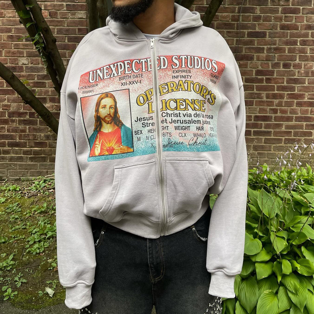 Unexpected Studios Print Long Sleeve Zipper Hoodies